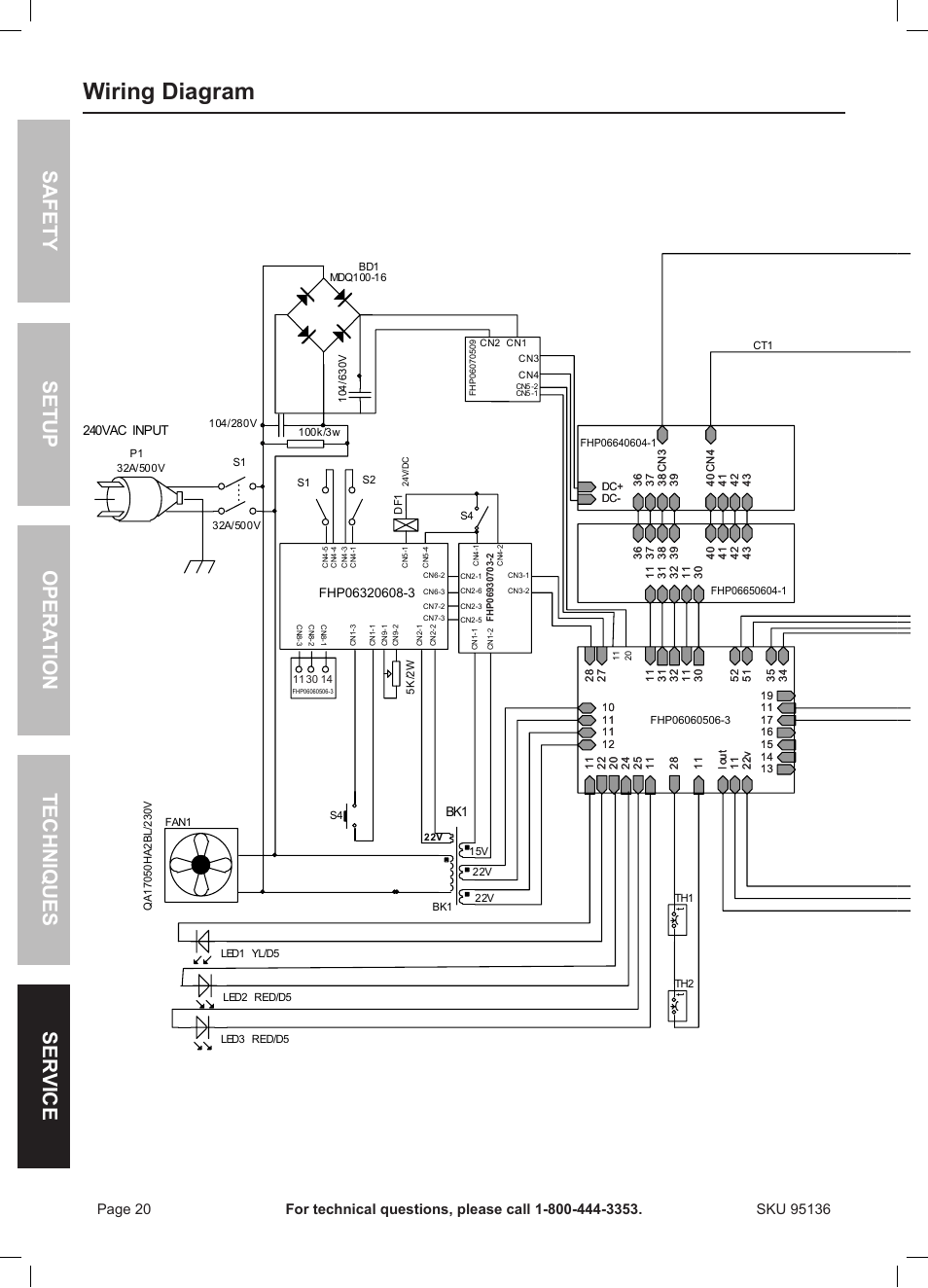 Lgk-40-cpu, Wiring diagram, Safety ser vice opera tion techniques setup | Harbor Freight Tools 95136 User Manual | Page 20 / 24