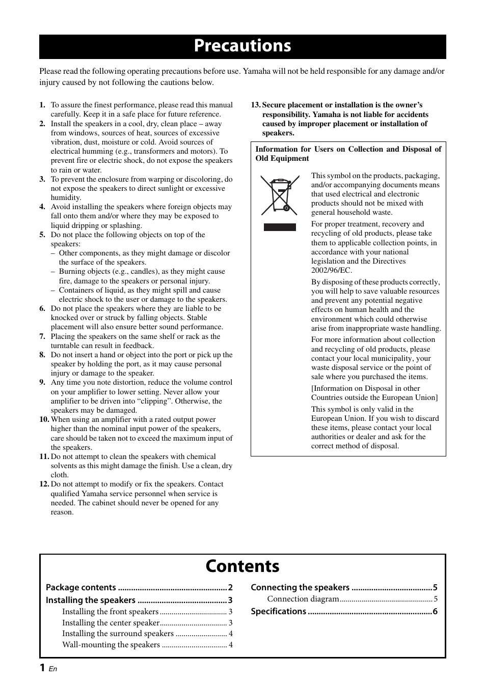 Yamaha NS-PA120 User Manual | Page 2 / 40