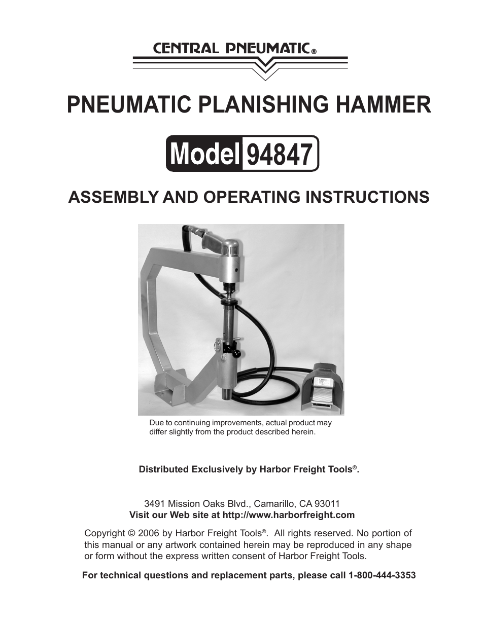 Harbor Freight Tools CENTRAL PNEUMATIC 94847 User Manual | 9 pages