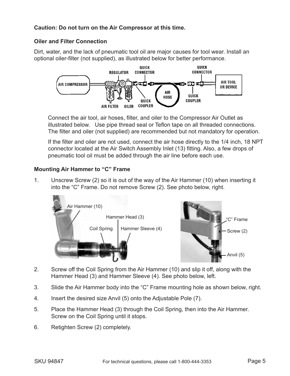 Harbor Freight Tools CENTRAL PNEUMATIC 94847 User Manual | Page 5 / 9