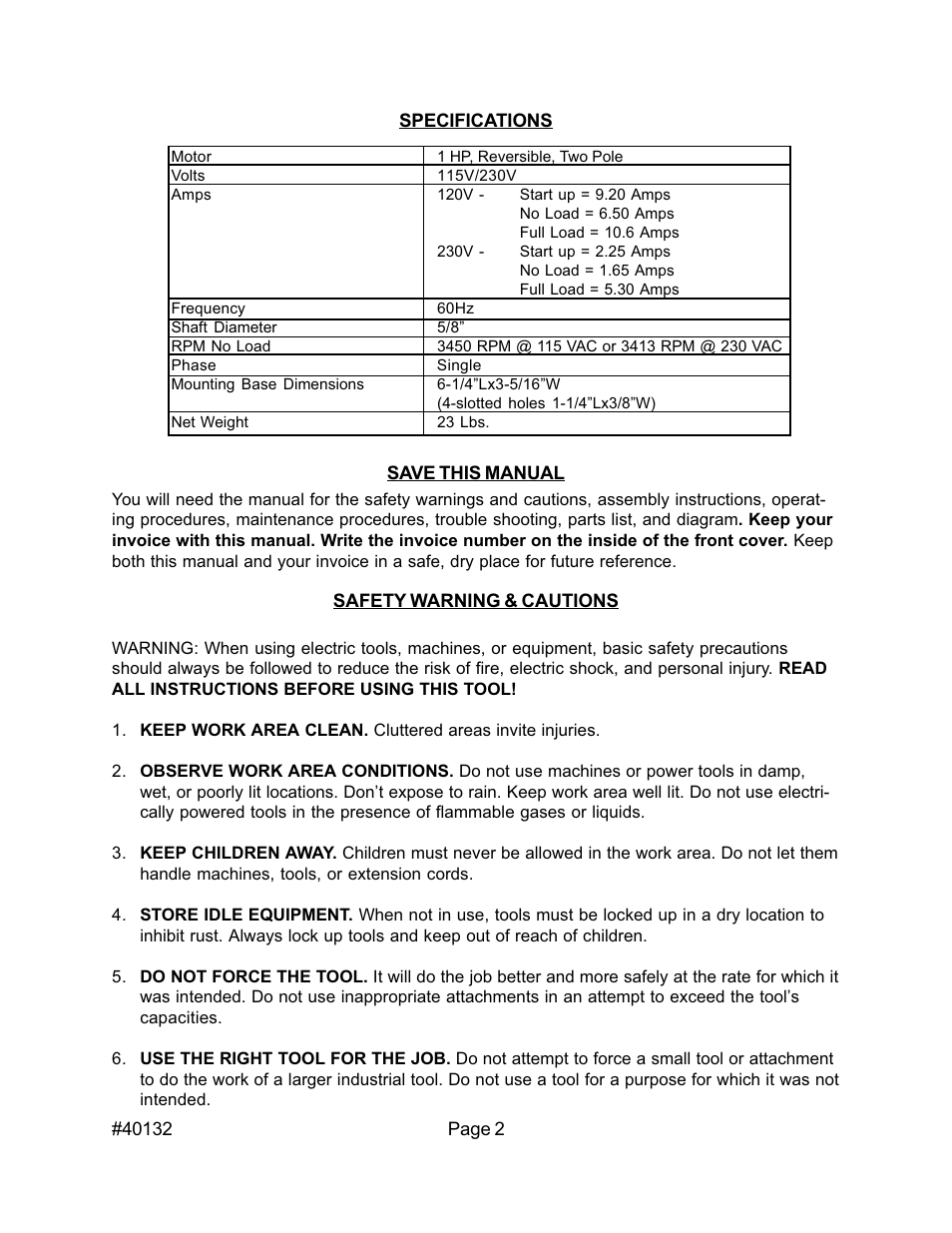 Harbor Freight Tools 40132 User Manual | Page 2 / 5