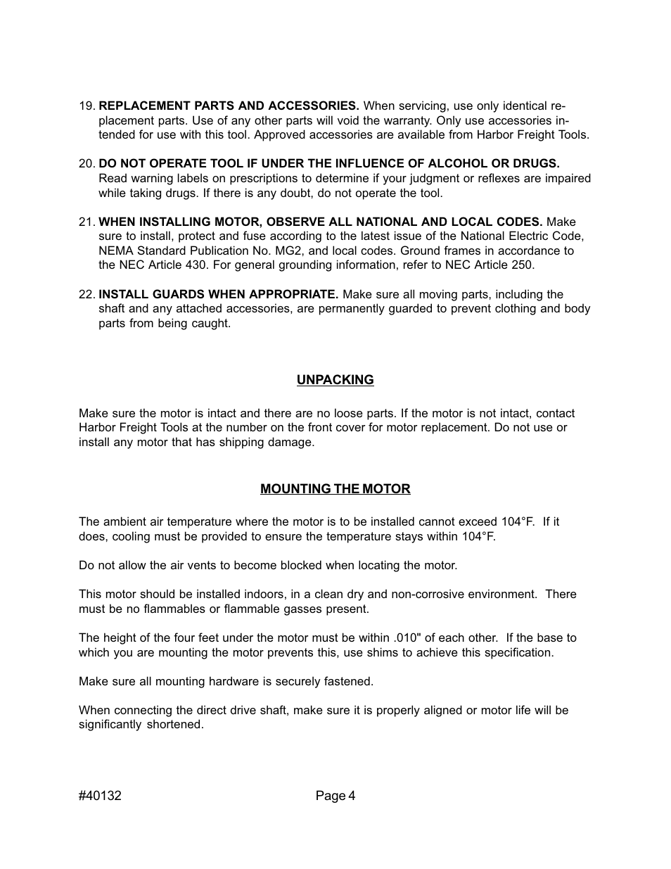 Harbor Freight Tools 40132 User Manual | Page 4 / 5