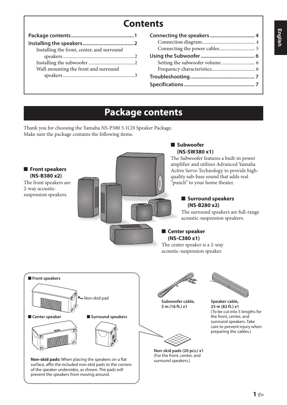 Yamaha NS-P380 User Manual | Page 5 / 84