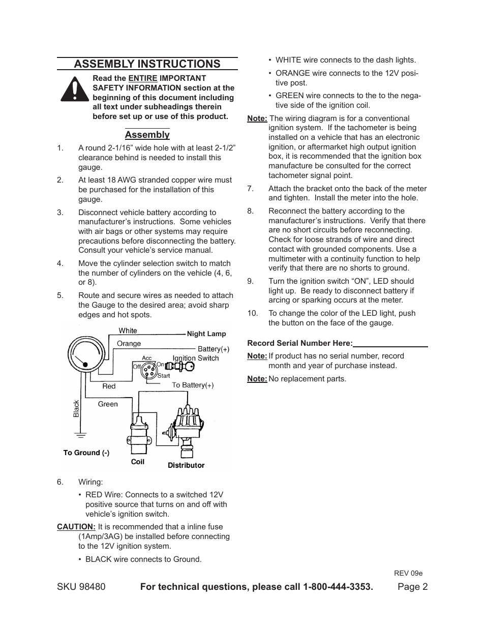 Assembly instructions | Harbor Freight Tools 98480 User Manual | Page 2 / 2