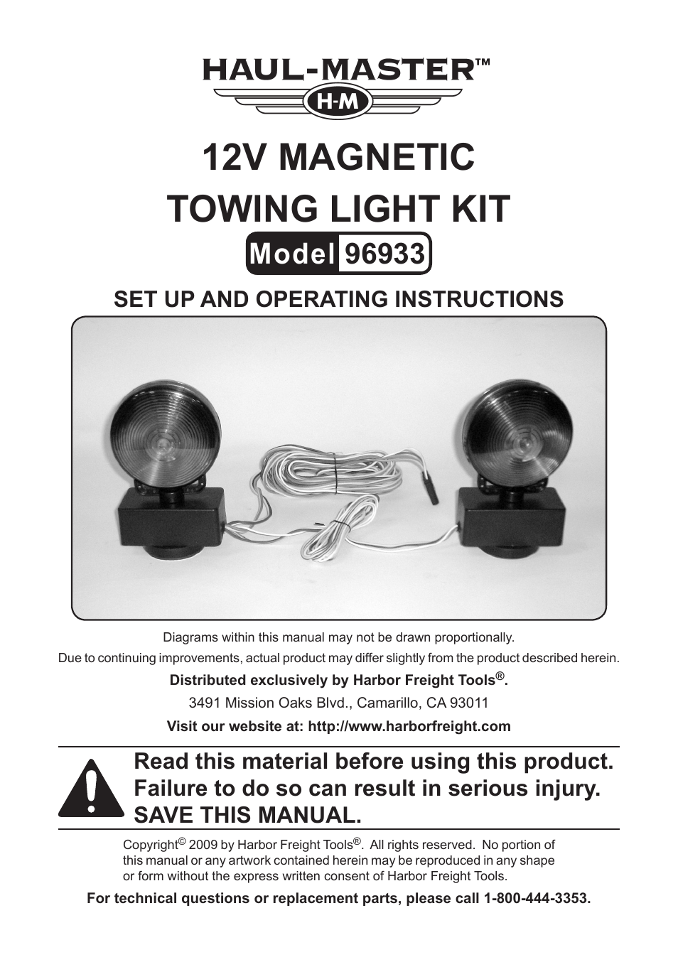 Harbor Freight Tools 96933 User Manual | 8 pages