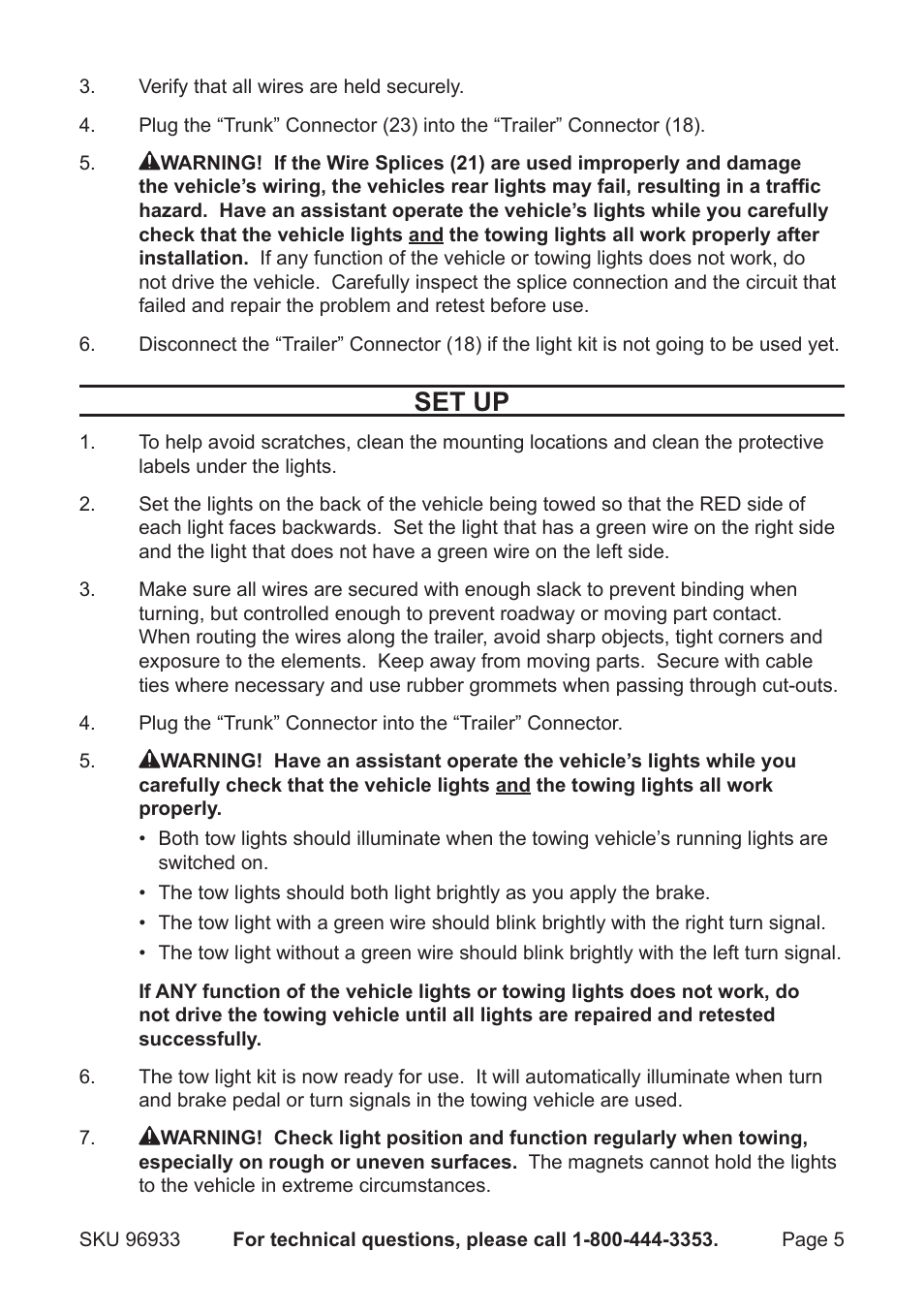 Set up | Harbor Freight Tools 96933 User Manual | Page 5 / 8