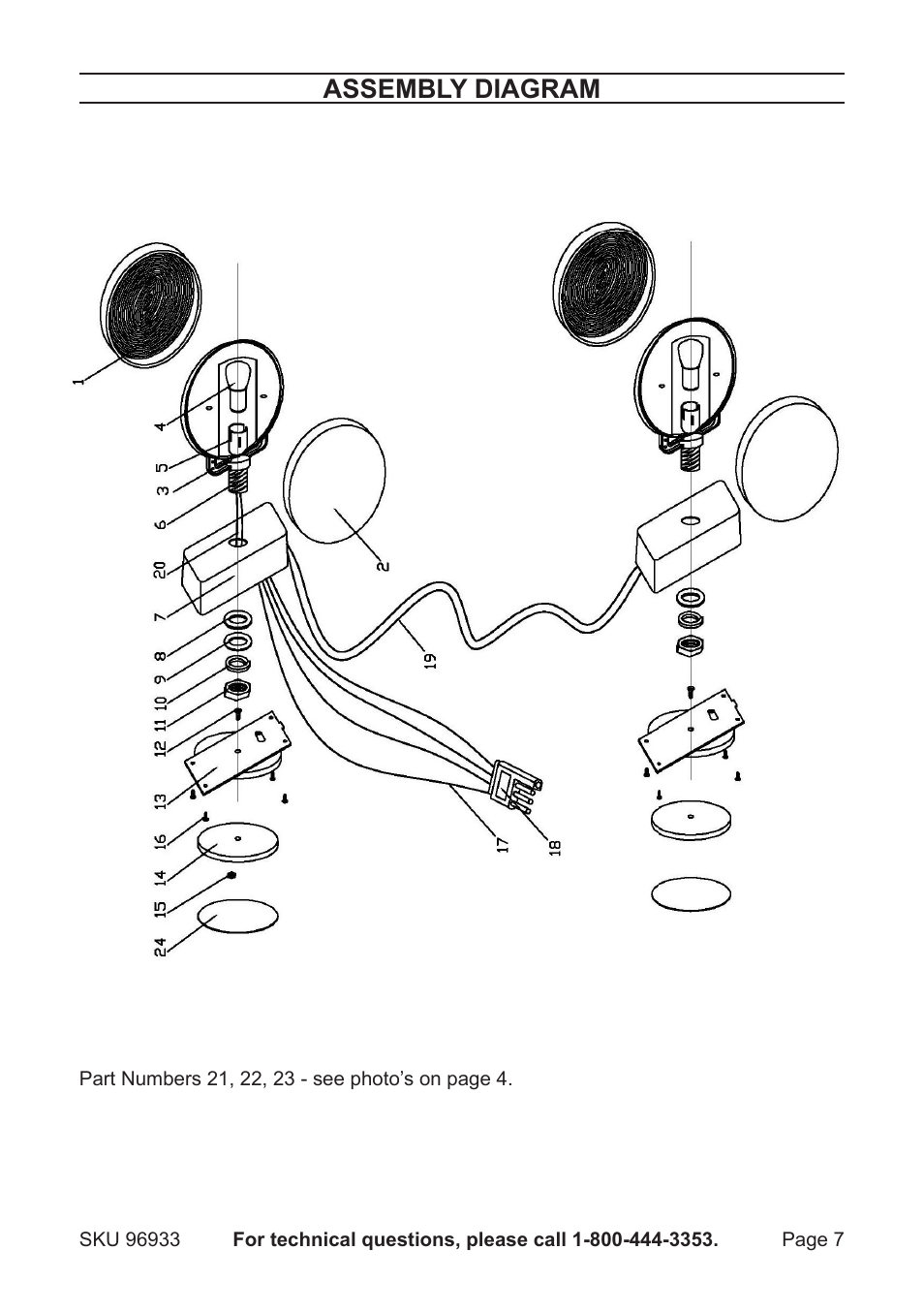 Assembly diagram | Harbor Freight Tools 96933 User Manual | Page 7 / 8