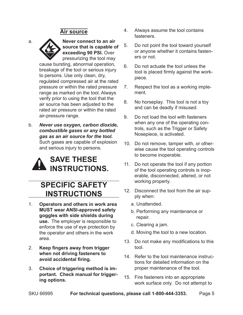 Harbor Freight Tools 66995 User Manual | Page 5 / 16