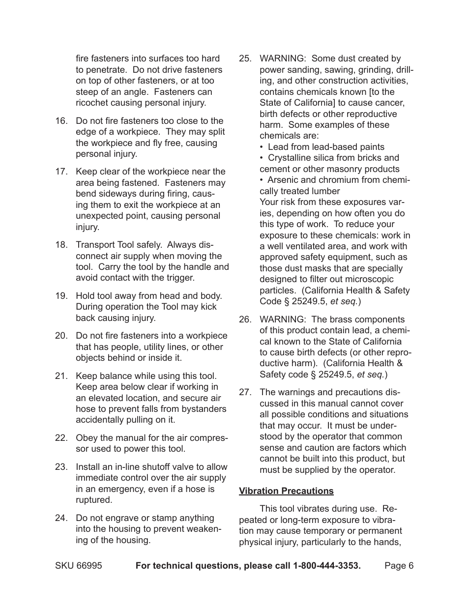 Harbor Freight Tools 66995 User Manual | Page 6 / 16