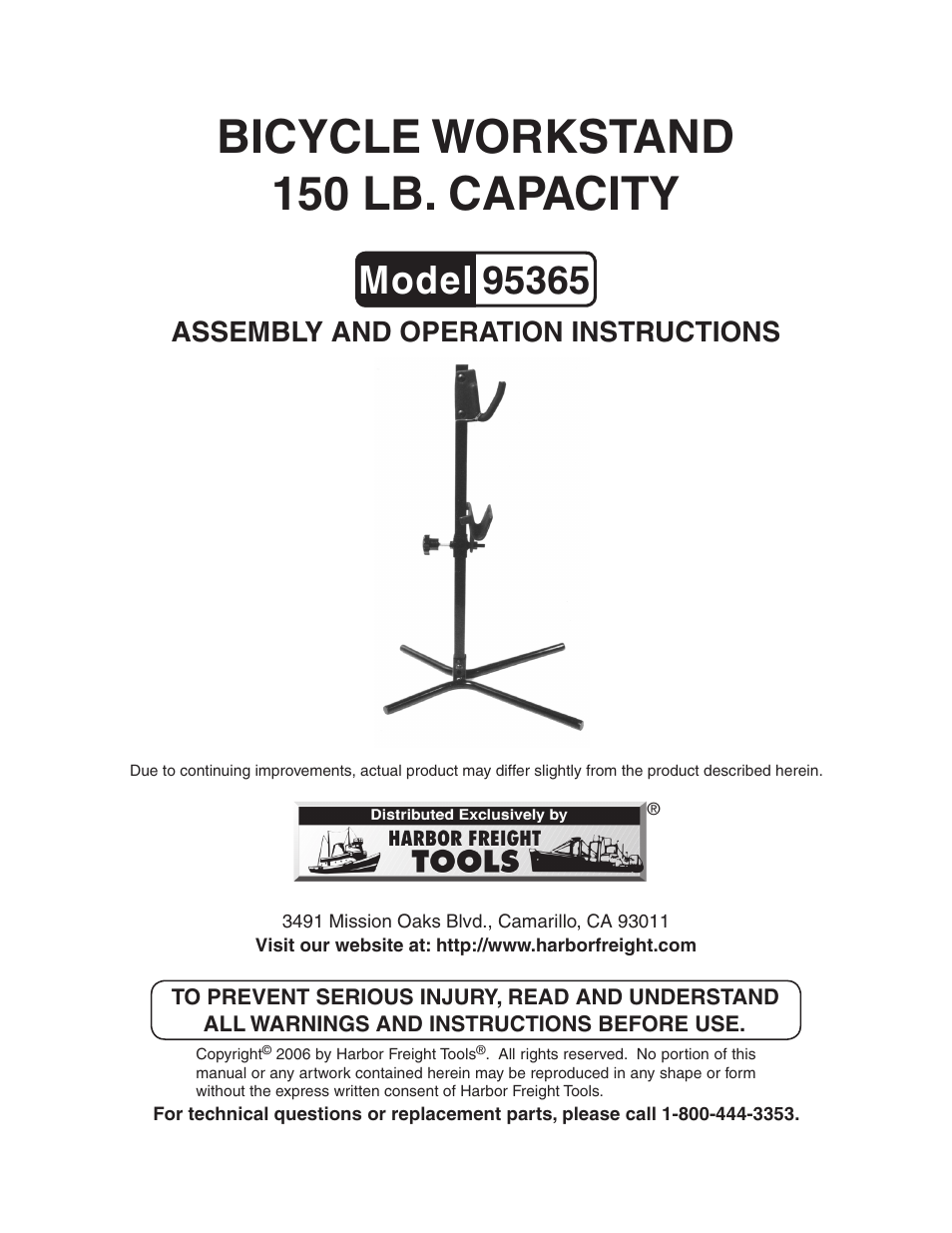 Harbor Freight Tools WORKSTAND 95365 User Manual | 6 pages