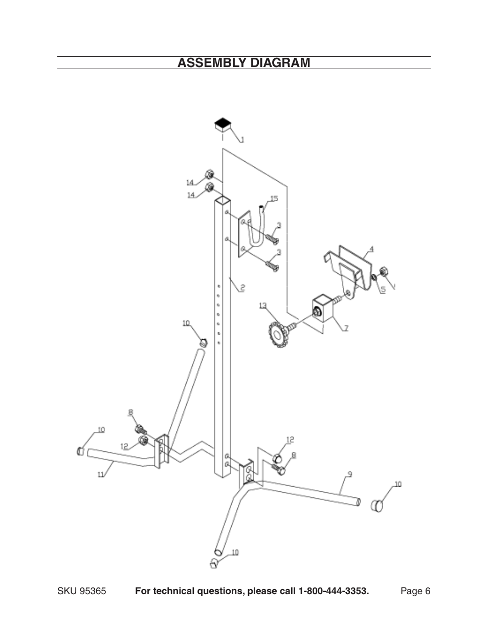 Assembly diagram | Harbor Freight Tools WORKSTAND 95365 User Manual | Page 6 / 6