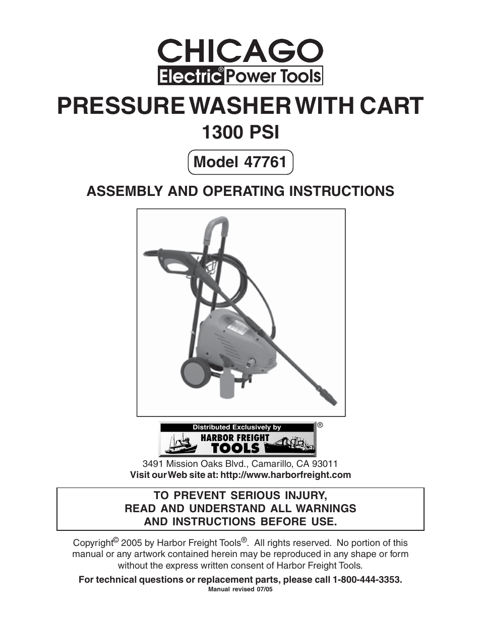 Harbor Freight Tools 47761 User Manual | 24 pages