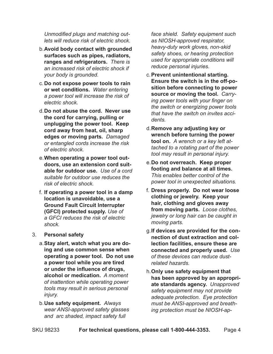 Harbor Freight Tools 98233 User Manual | Page 4 / 20