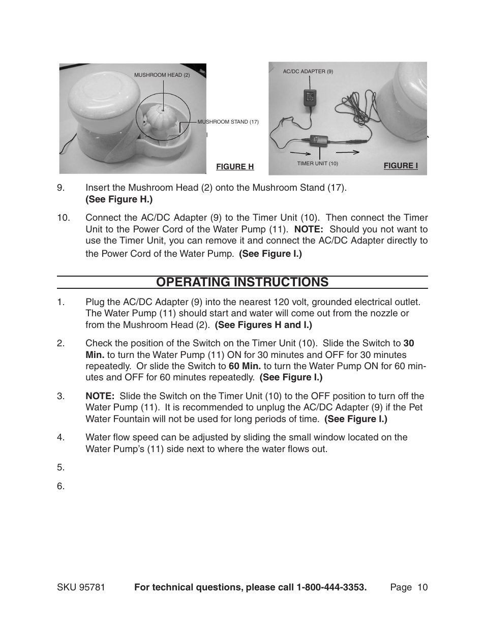 Operating instructions | Harbor Freight Tools 95781 User Manual | Page 10 / 14