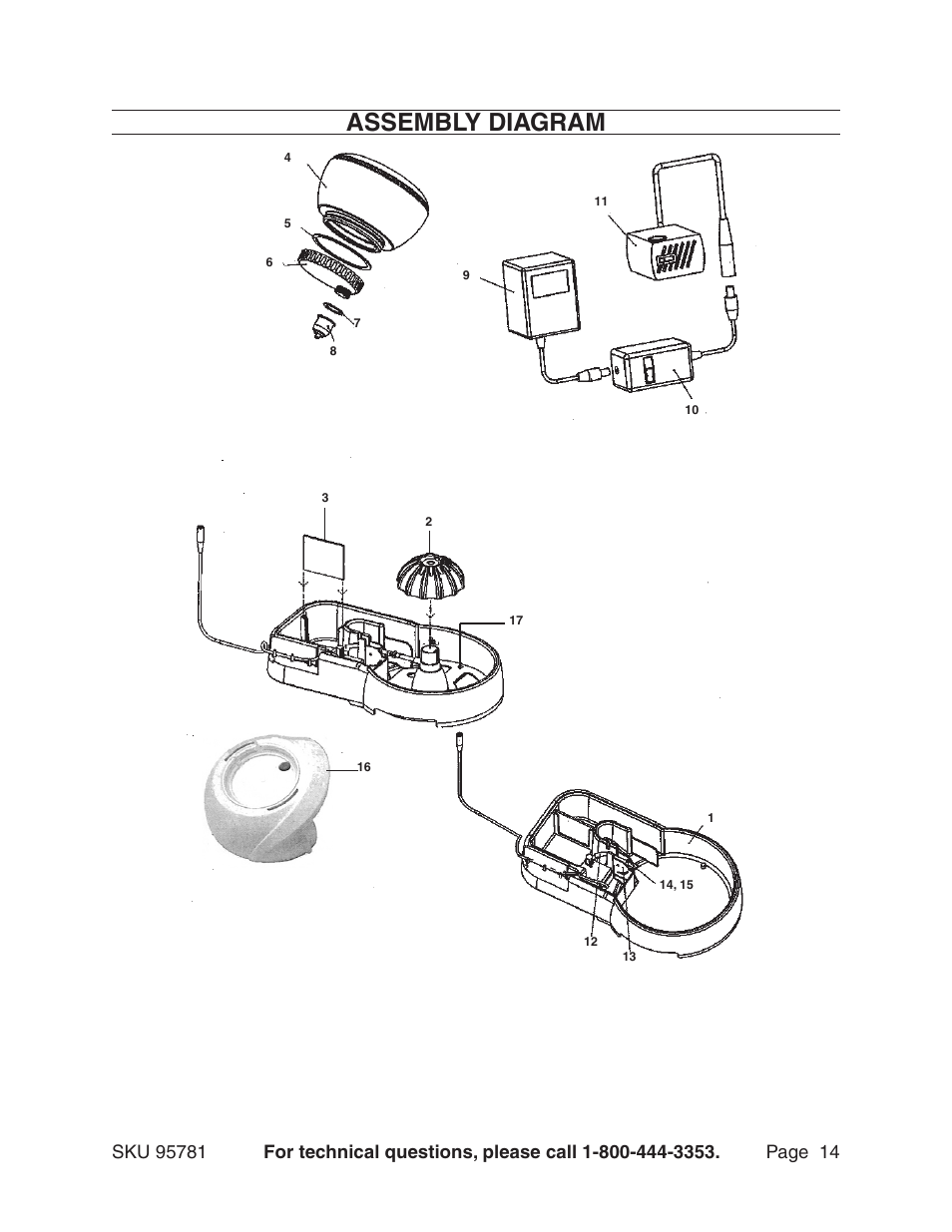 Assembly diagram | Harbor Freight Tools 95781 User Manual | Page 14 / 14