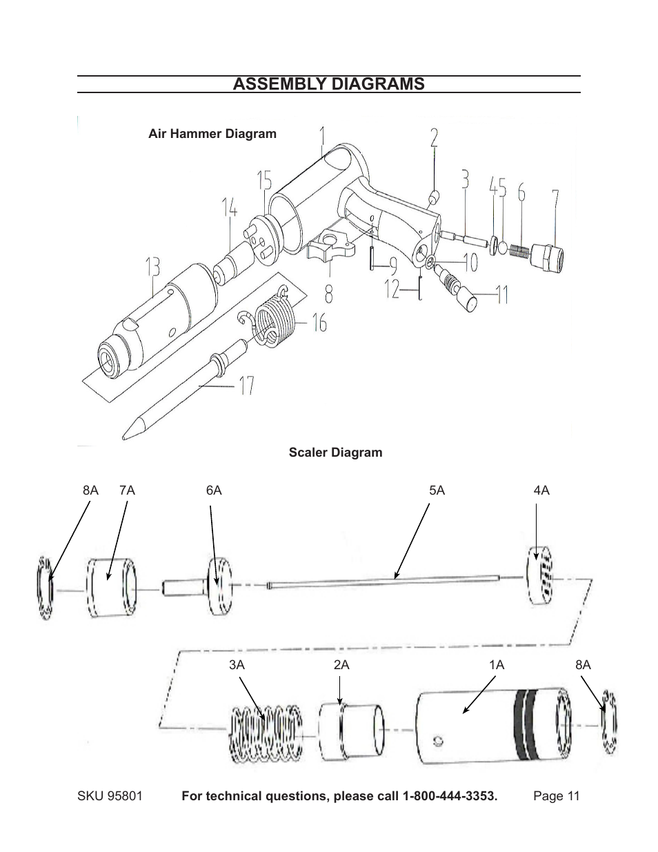 Assembly diagrams | Harbor Freight Tools 95801 User Manual | Page 11 / 12