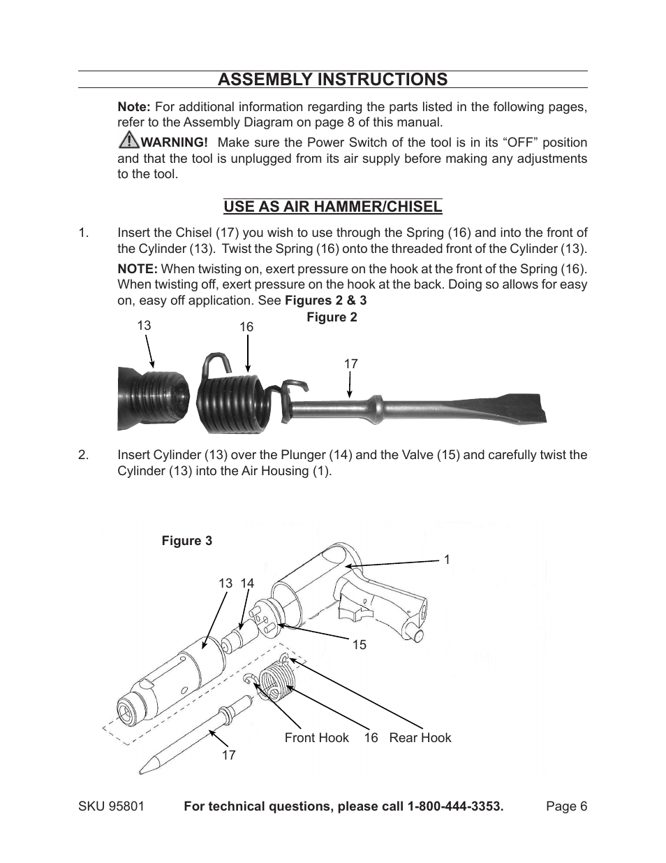 Assembly instructions | Harbor Freight Tools 95801 User Manual | Page 6 / 12