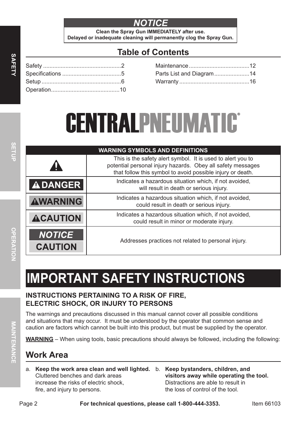 Harbor Freight Tools 66103 User Manual | Page 2 / 16