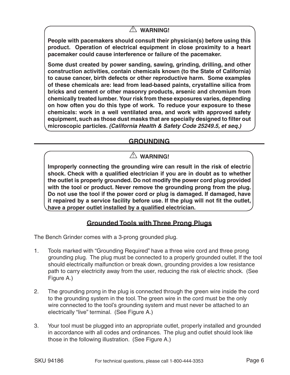 Harbor Freight Tools 5 INCH BENCH GRIDER 94186 User Manual | Page 6 / 14