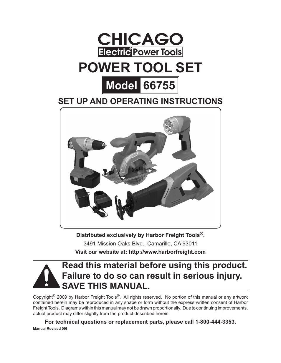 Harbor Freight Tools Power Tool Set 66755 User Manual | 30 pages