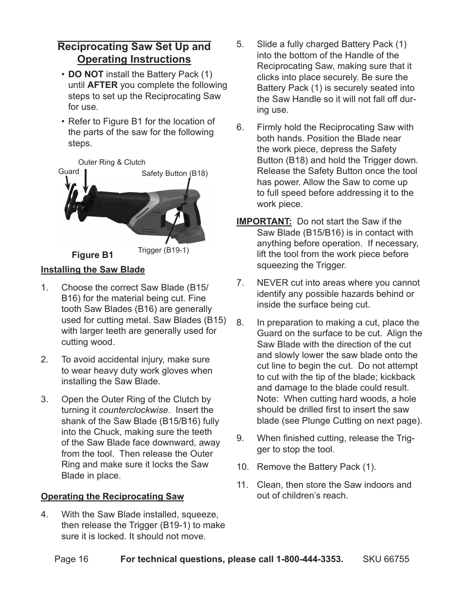 Harbor Freight Tools Power Tool Set 66755 User Manual | Page 16 / 30