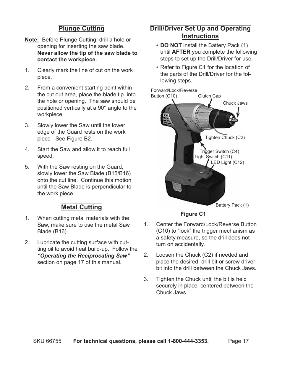 Harbor Freight Tools Power Tool Set 66755 User Manual | Page 17 / 30