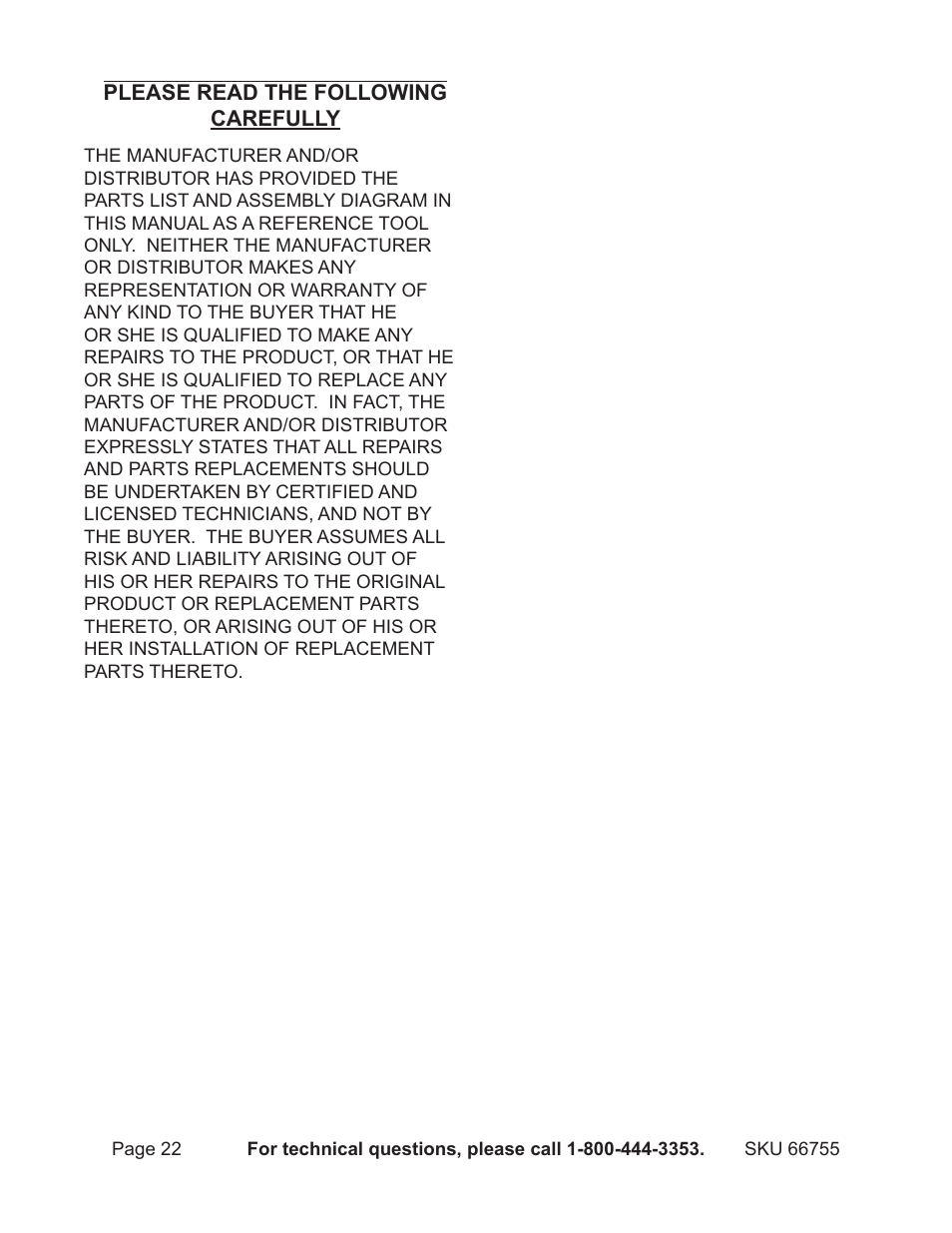 Harbor Freight Tools Power Tool Set 66755 User Manual | Page 22 / 30