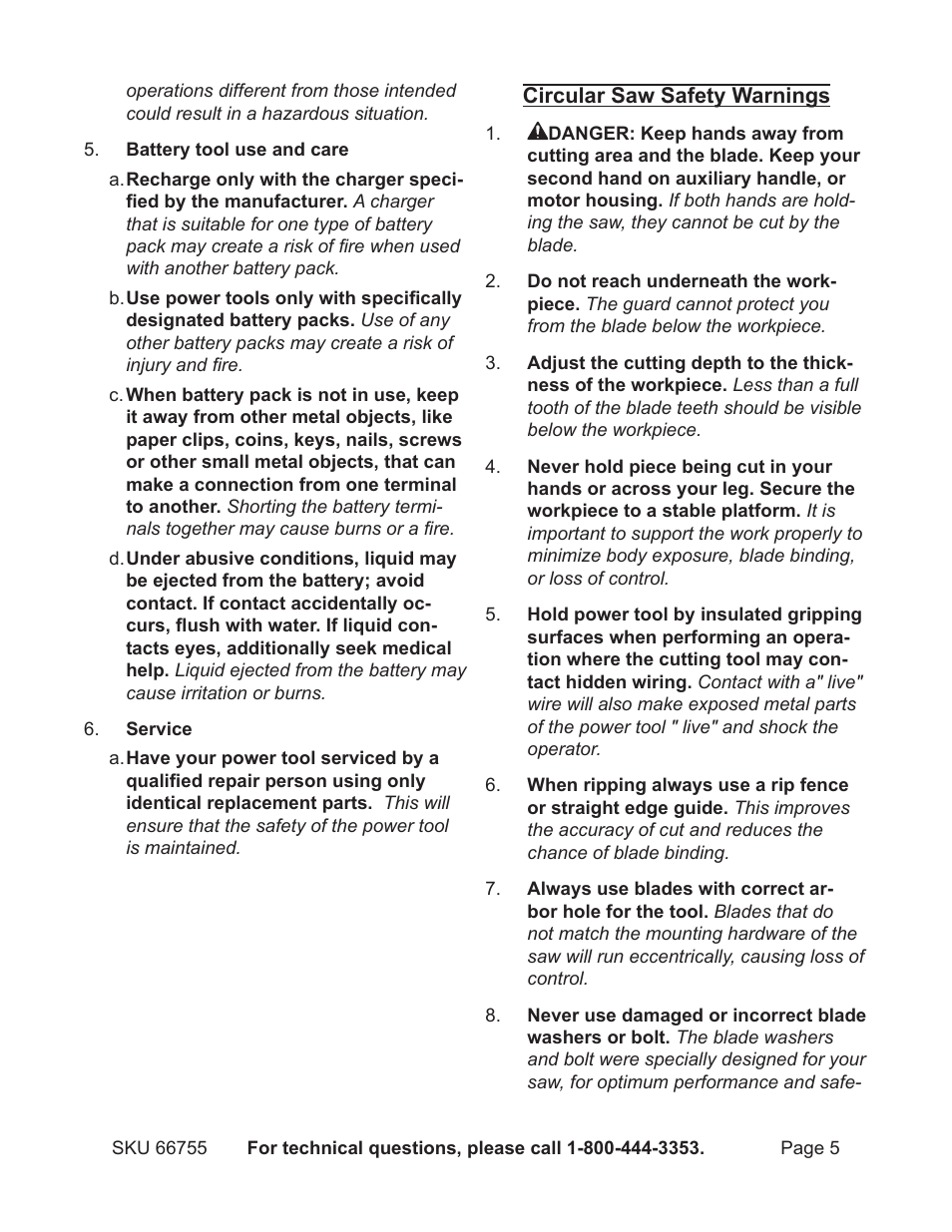 Harbor Freight Tools Power Tool Set 66755 User Manual | Page 5 / 30