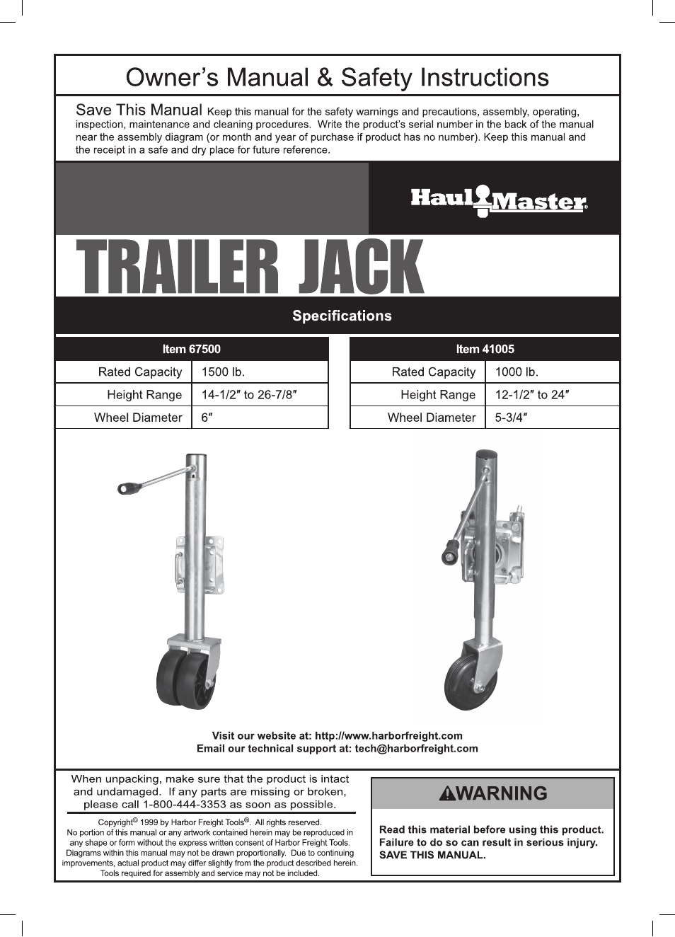 Harbor Freight Tools 41005 User Manual | 8 pages