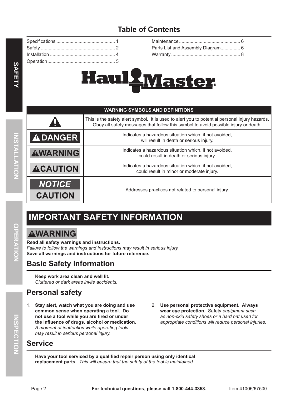 Harbor Freight Tools 41005 User Manual | Page 2 / 8