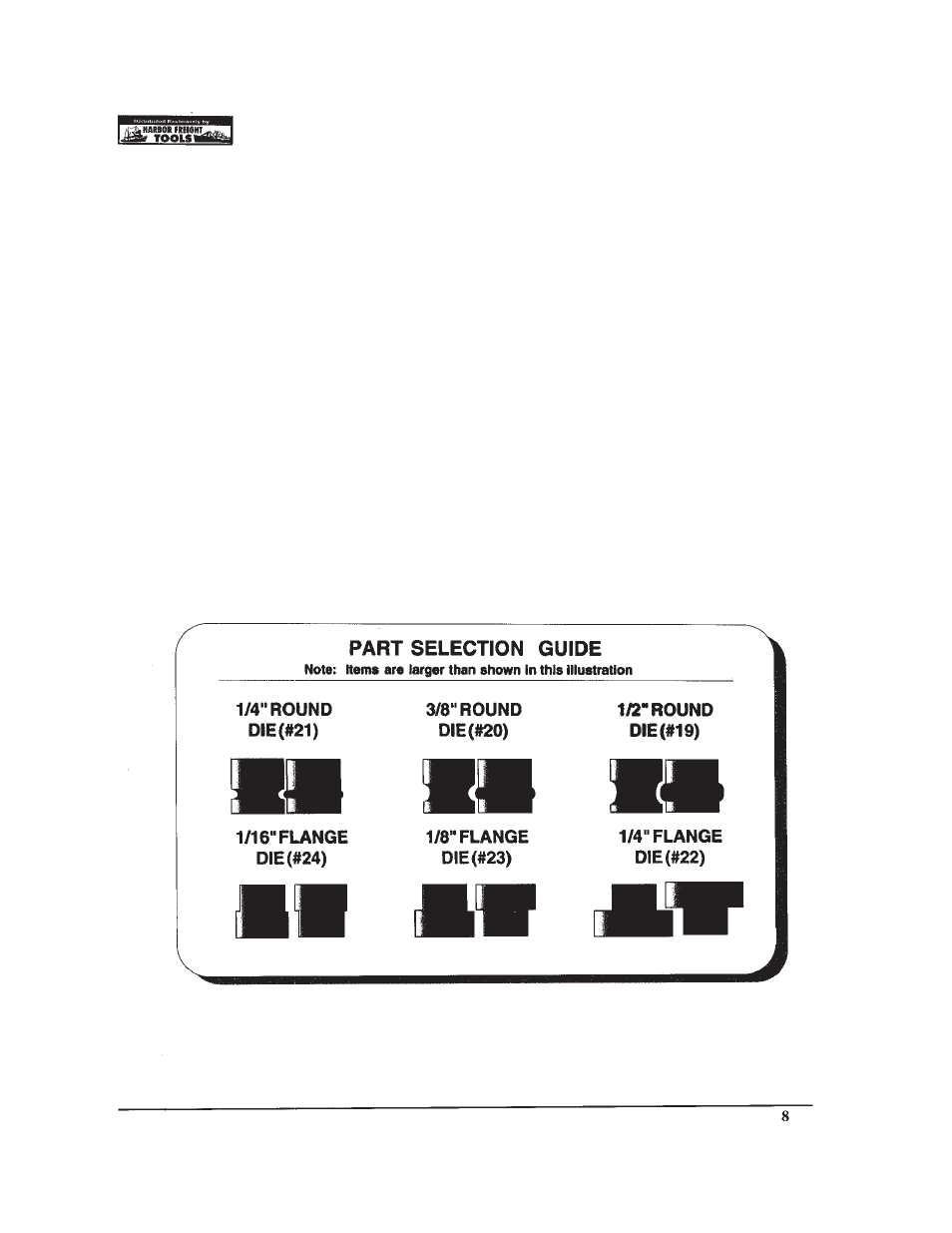 Parts list | Harbor Freight Tools BEAD ROLLER KIT 34104 User Manual | Page 8 / 10