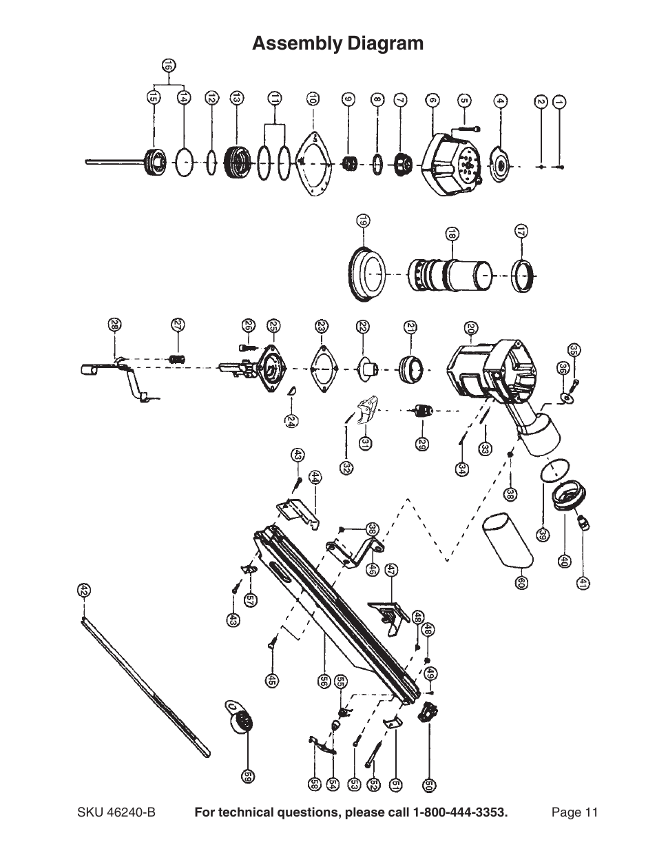 Assembly diagram | Harbor Freight Tools 46240-B User Manual | Page 11 / 11