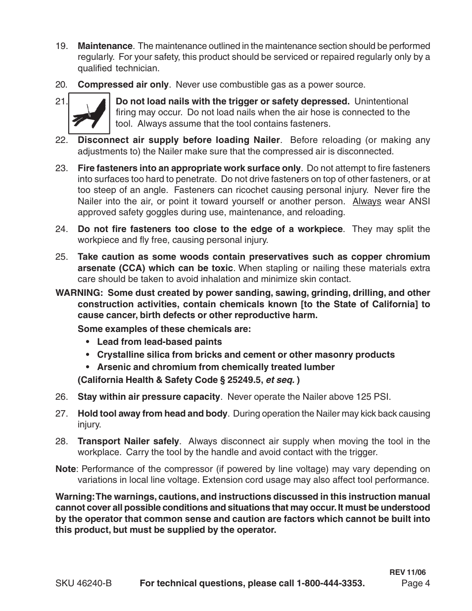 Harbor Freight Tools 46240-B User Manual | Page 4 / 11