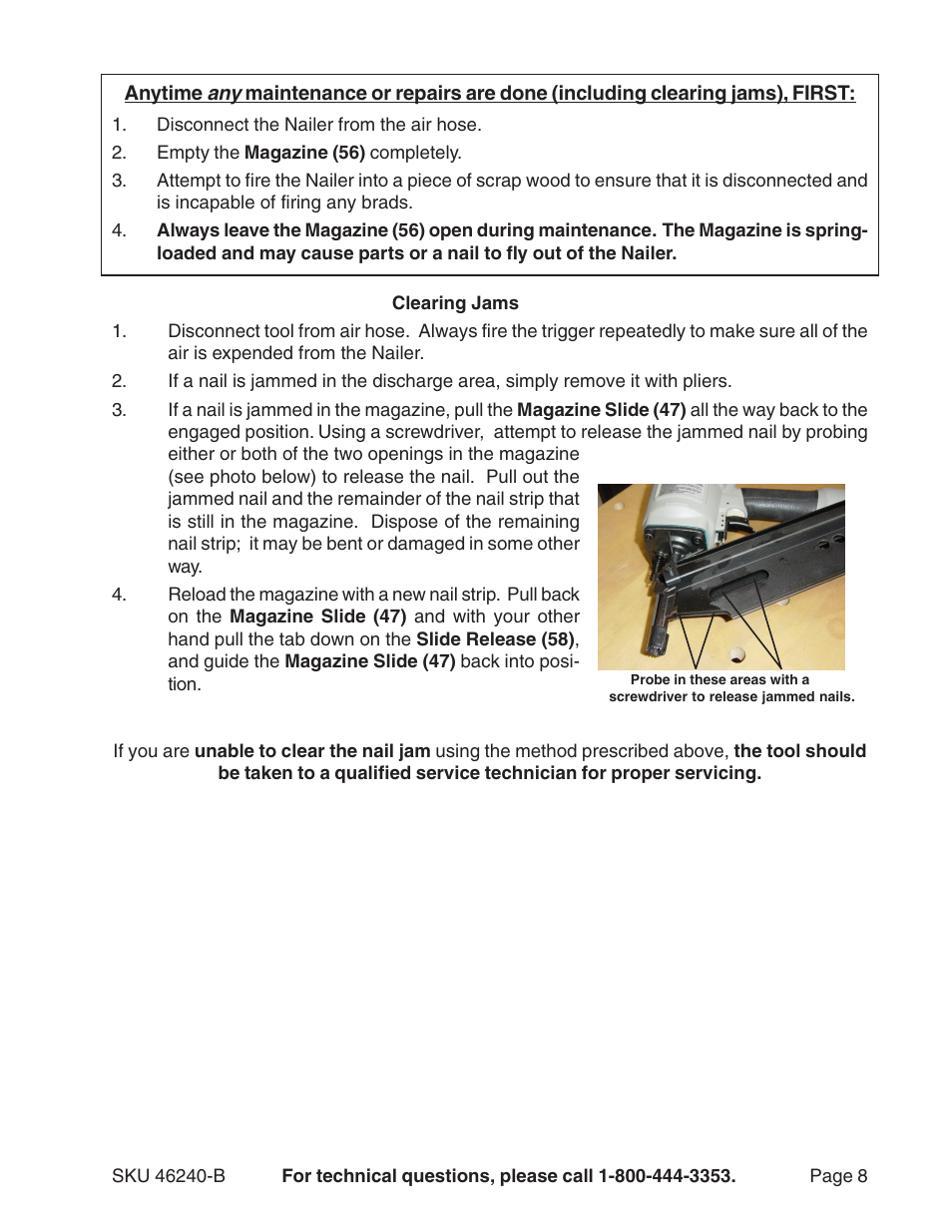 Harbor Freight Tools 46240-B User Manual | Page 8 / 11