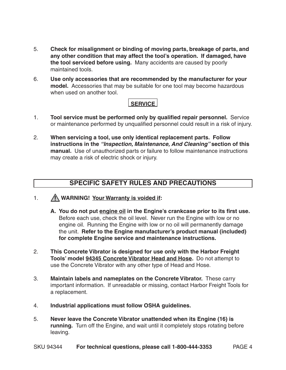 Harbor Freight Tools 94344 User Manual | Page 4 / 14