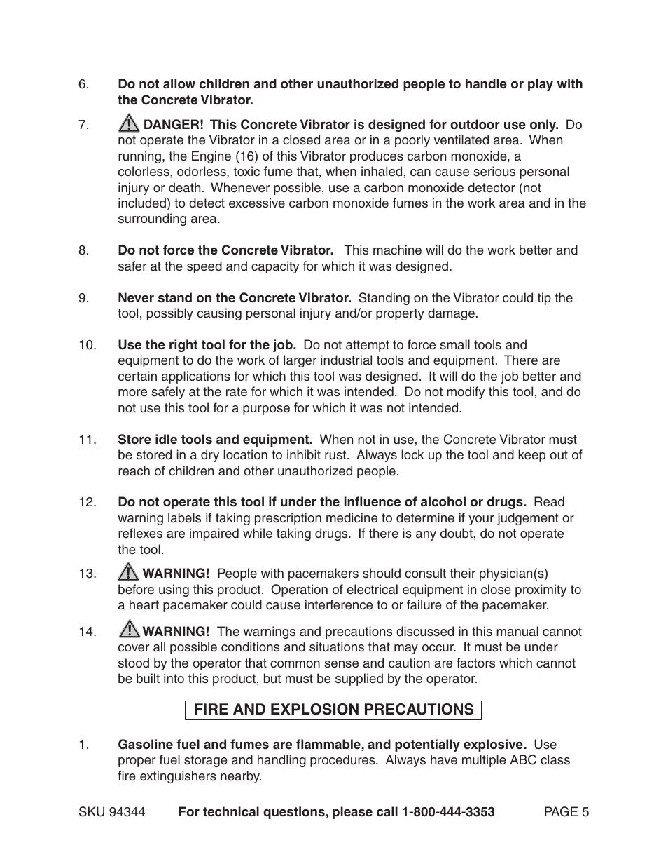 Harbor Freight Tools 94344 User Manual | Page 5 / 14