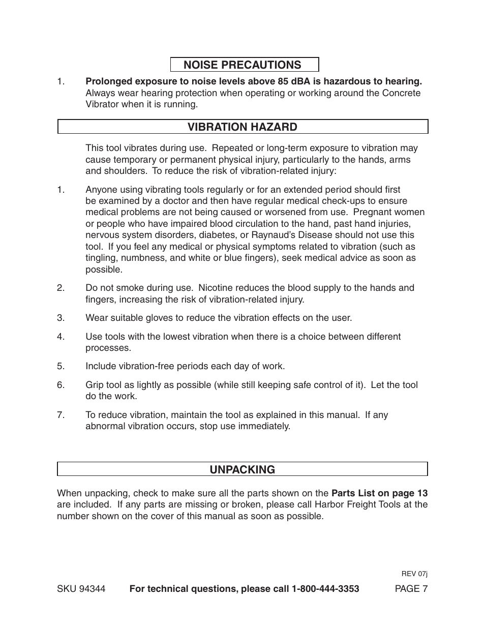 Harbor Freight Tools 94344 User Manual | Page 7 / 14