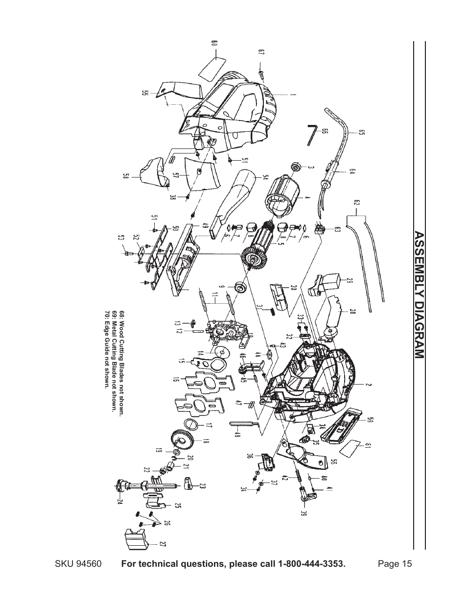 Asse m bl y diagra m | Harbor Freight Tools Chicago 94560 User Manual | Page 15 / 16