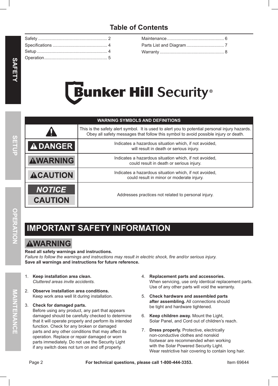 Harbor Freight Tools Solar Security Light 36 User Manual | Page 2 / 8