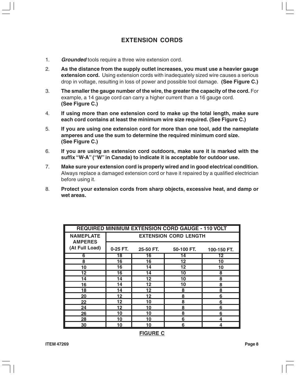 Harbor Freight Tools 47269 User Manual | Page 8 / 12