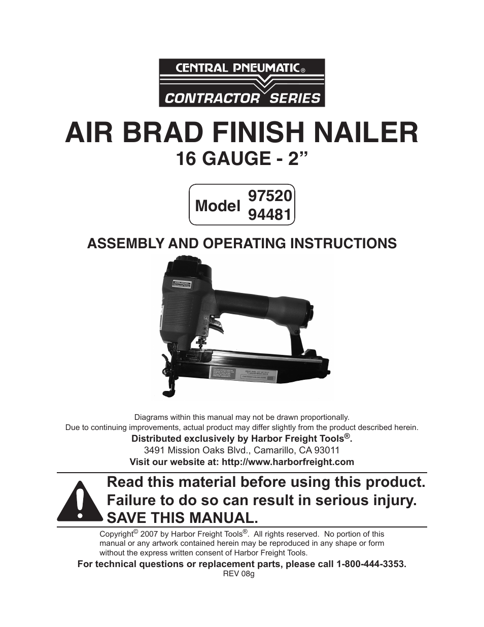 Harbor Freight Tools 97520 User Manual | 13 pages