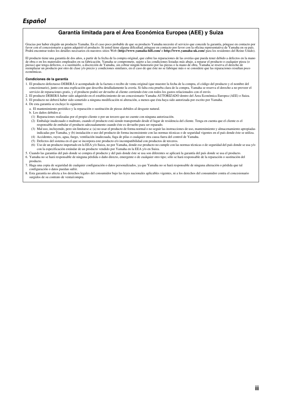 Ii español | Yamaha NS-PB120 User Manual | Page 27 / 28