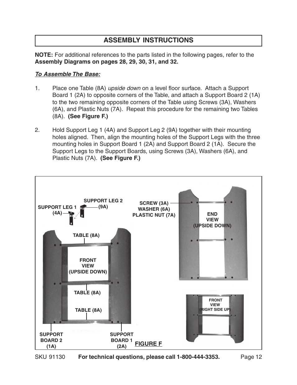 Assembly instructions | Harbor Freight Tools ROUTER WITH FULL SIZE TABLE 91130 User Manual | Page 12 / 32