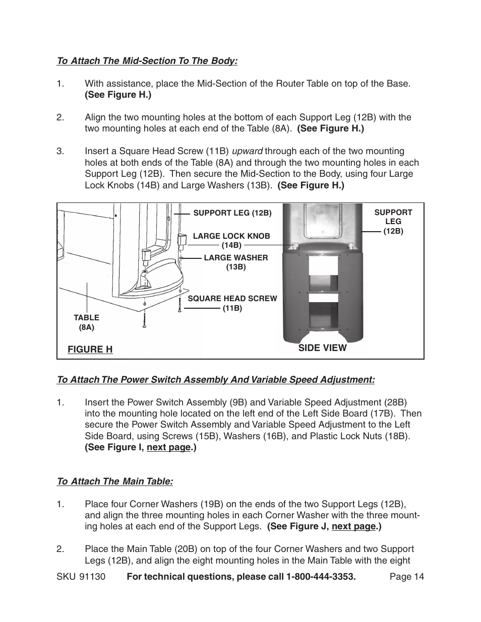 Harbor Freight Tools ROUTER WITH FULL SIZE TABLE 91130 User Manual | Page 14 / 32