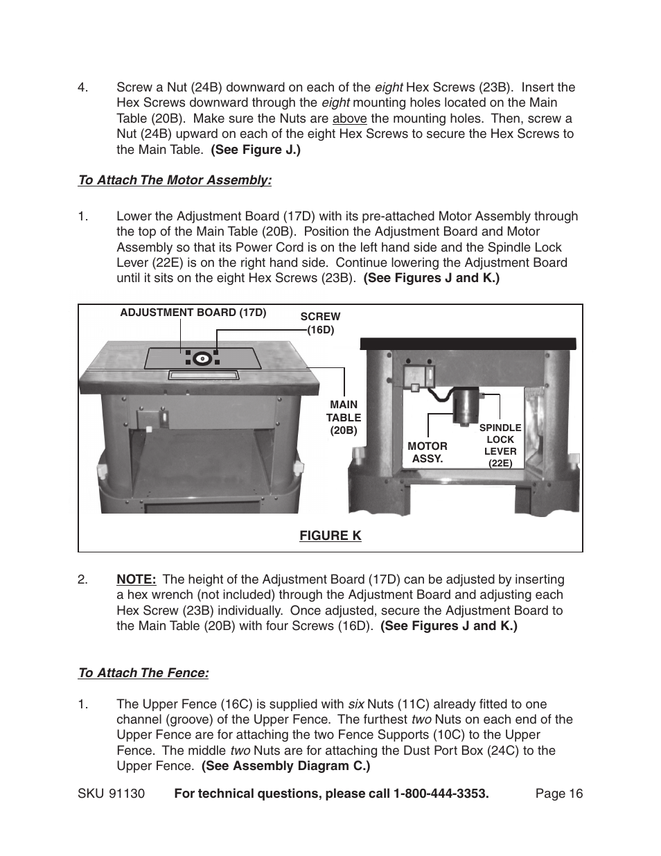 Harbor Freight Tools ROUTER WITH FULL SIZE TABLE 91130 User Manual | Page 16 / 32