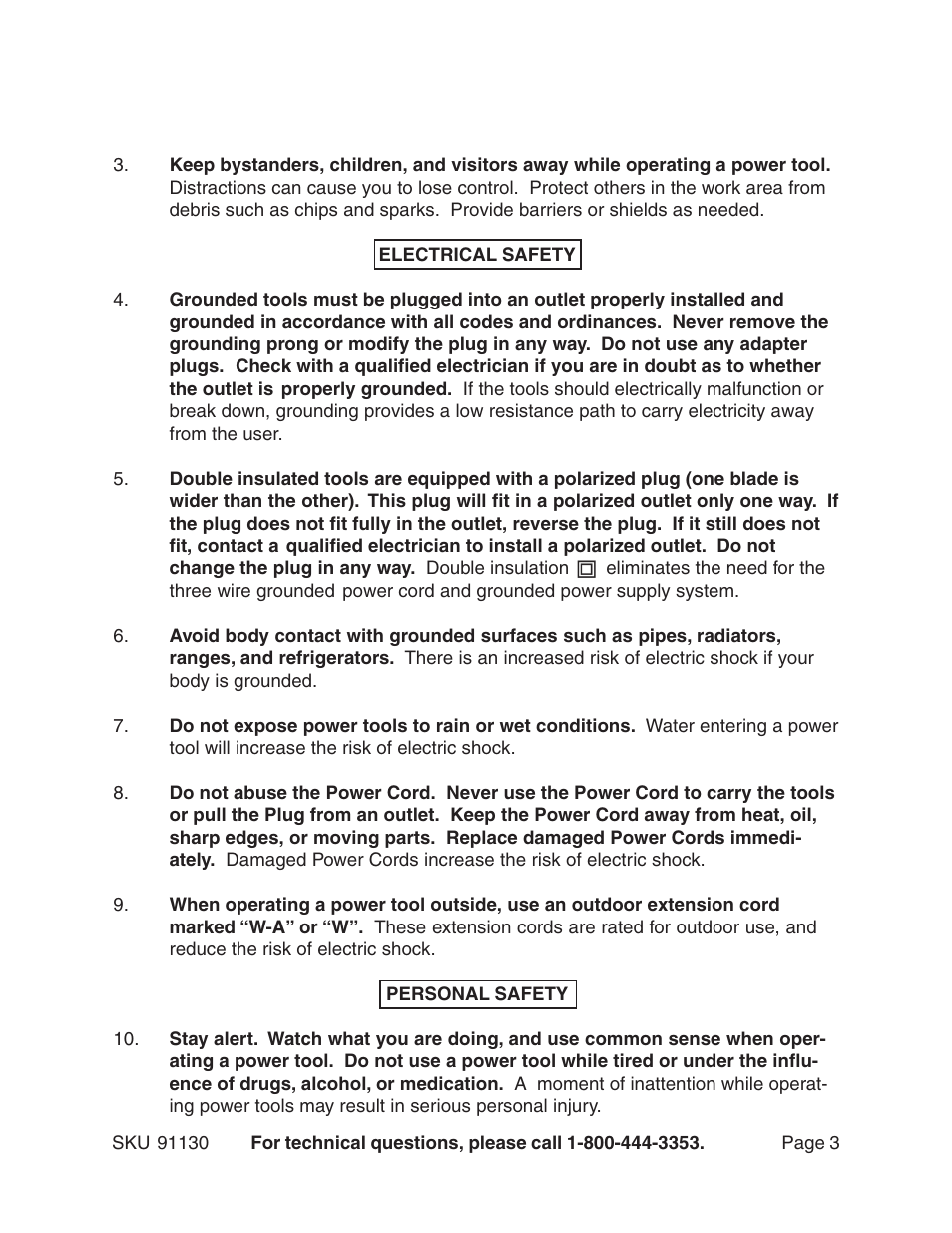 Harbor Freight Tools ROUTER WITH FULL SIZE TABLE 91130 User Manual | Page 3 / 32