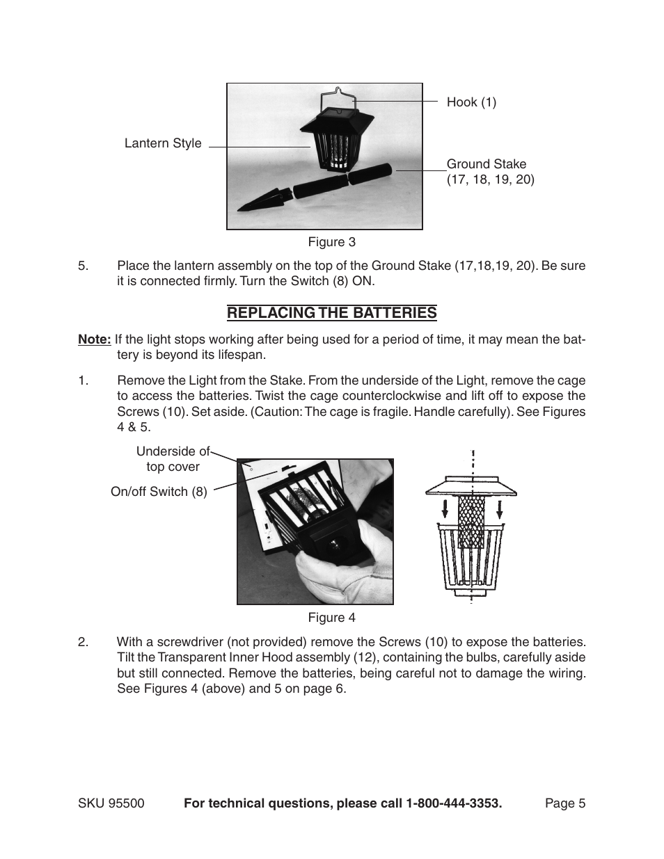 Harbor Freight Tools SOLAR INSECT KILLER 95500 User Manual | Page 5 / 8