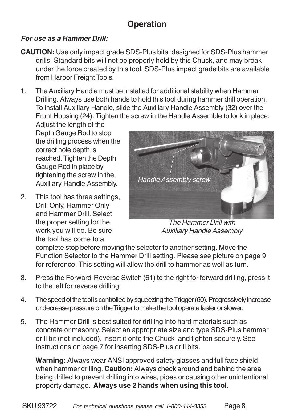Operation | Harbor Freight Tools 93722 User Manual | Page 8 / 12