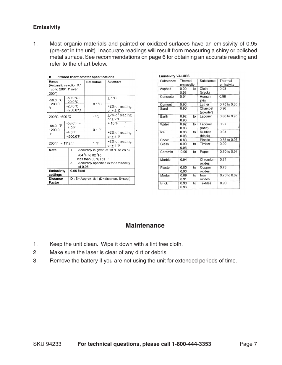 Harbor Freight Tools CEN-TECH 94233 User Manual | Page 7 / 9