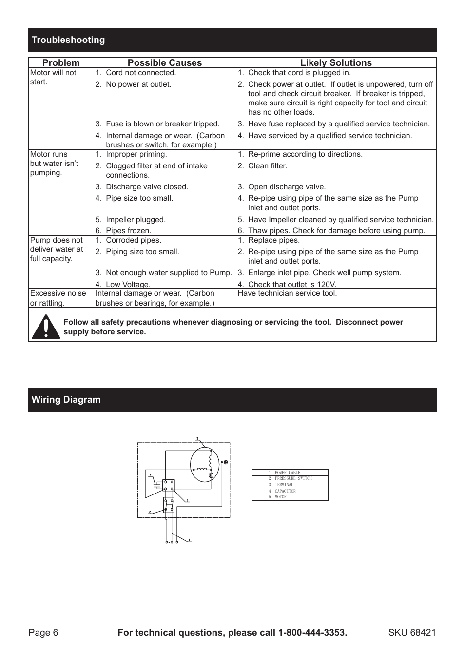 Harbor Freight Tools Pacific Hydrostar Portable Sprinkler Pump 6842 User Manual | Page 6 / 8